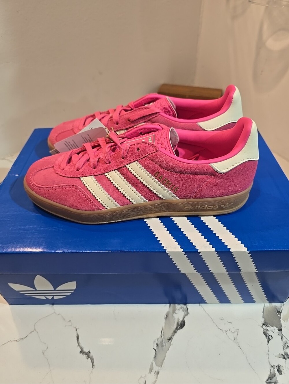Adidas Originals Gazelle Indoor Women Pink White Gum Suede JR1356 Size 6.5 NWOB